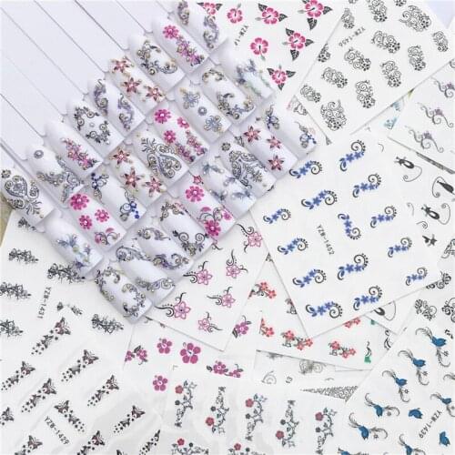 50 Sheets Mixed Styles Watermark Flower Cat Etc Stickers Nail Art Water Transfer Tips Decals Beauty Temporary Tattoos Tools