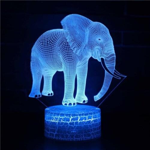 New Elephant 3d Night Light Colorful Touch Led Visual Light Gift Atmosphere Desk Lamp Bed Room Light Decoration