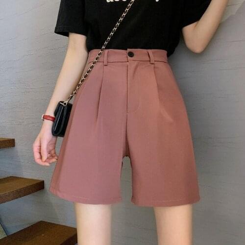 Japanese Harajuku Shorts Women Loose High Waist Wide Leg Solid Elegant Plus Size Straight Summer Korean Fashion Shorts Casual