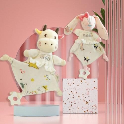 97BC Baby Comforter Appease Towel Soft Cartoon Animal Doll Sleeping Toys Nursing Cuddling Blanket Bib Shower Gifts for Newborn