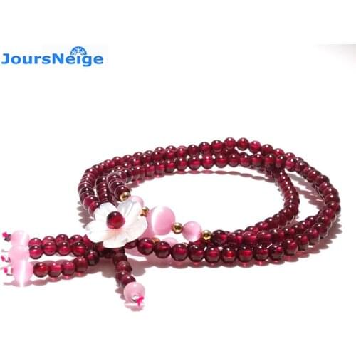 Wholesale Wine Red Garnet Natural Stone Bracelets Beads With Flower Tassel Pendant Bracelet Beauty For Women Multilayer Jewelry