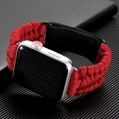 Outdoors Survival Rope strap For Apple watch band 44 mm 40mm 42mm 38mm Leather iWatch Bracelet Apple watch series 6 se 5 4 3