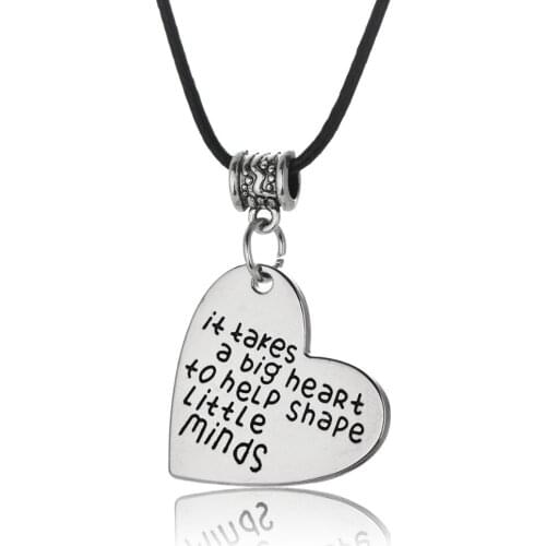 Retro Beads Leather Chain Love It Takes A Big Heart To Help Shape Little Minds Pendant Choker Necklace For Teachers Gifts New
