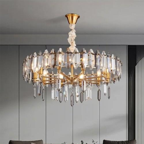 Modern minimalist living room lamp round crystal Chandelier Personality design bedroom lamp study lamp Restaurant lights