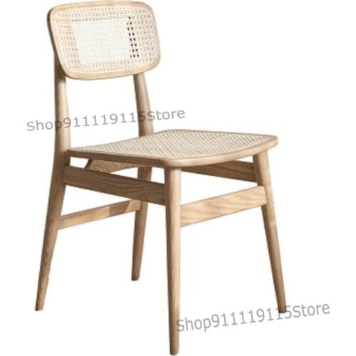 Nordic Modern Simple Chair Rattan Middle Ancient Chair Family Back Dining Table Bedroom Desk Chair Coffee Chair