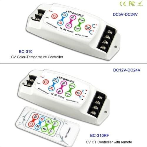 DC5V 12V 24V Color temperature LED Strip Light Controller wireless remote Max 8A*2CH DIY Cold white/Warm white lamp tape dimmer