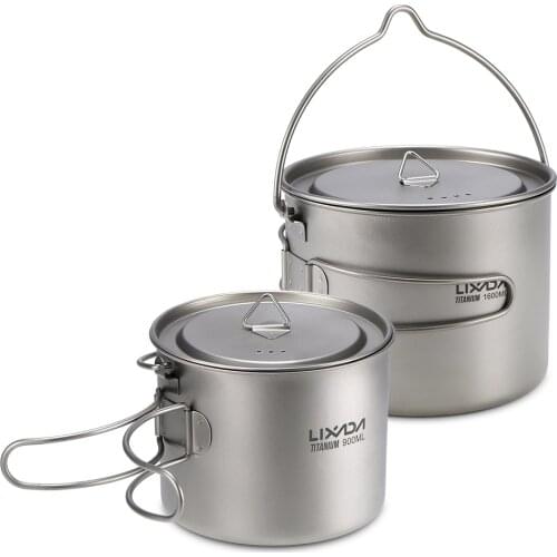 Lixada Ultralight Titanium Cup Mug Portable Hanging Pot Outdoor Camping Picnic Water Mug Cup Tableware Cookware with Lid