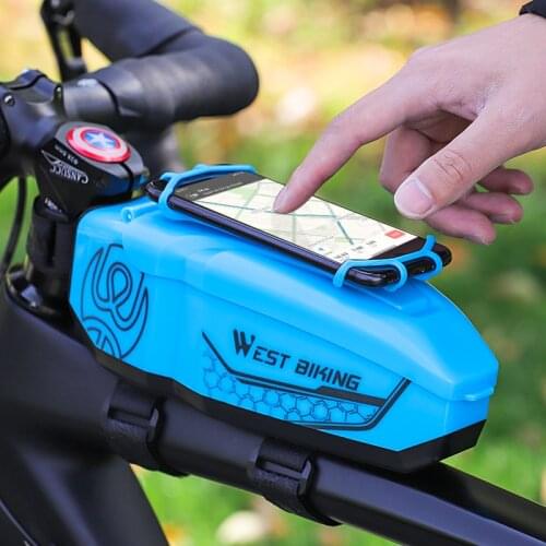 WEST BIKING Bicycle Bag Front Frame MTB Bike Bag Waterproof 22cm*8cm*5.3cm Phone Bag Case Saddle Bag Cycling Accessories