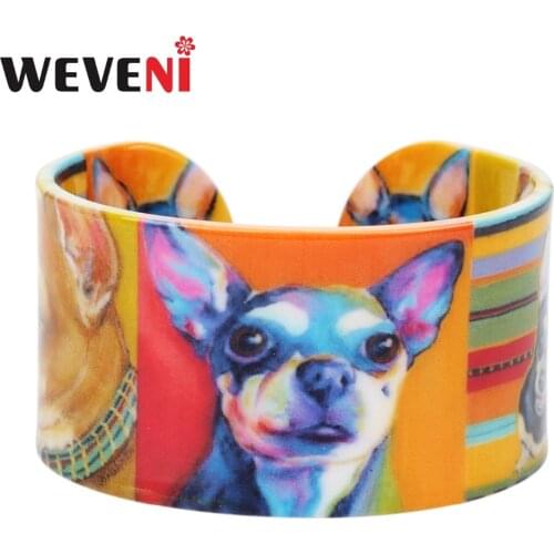 WEVENI Plastic Chihuahua Dog Bangles Bracelets Fashion Indian Craft Jewelry For Women Girl Animal Cartoon Accessories Wholesale