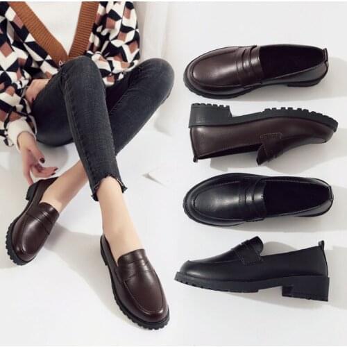 Women Student Shoes College Girl Lolita Student Shoes JK Commuter Uniform Shoes Loafers Block Low Heels Shoes