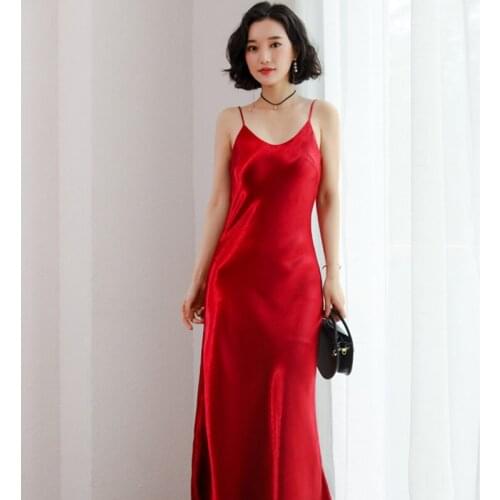 2020 Spring summer camisole Ddress womens long silk satin Sling dresses womens Backless base lined a-line Sexy Dresses F1261