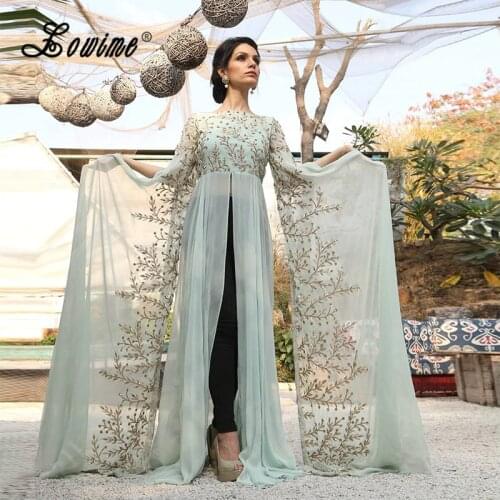 Saudi Arabia Mint Green Caftan Dubai Long Sleeve Indian Saree Gold Embroidery Formal Dress 2017 Sequin Middle East Evening Gowns