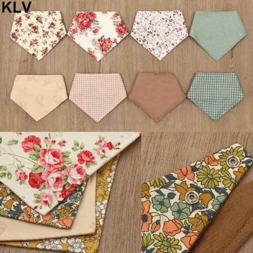 1Pcs Newborn Double Side Floral Print Bibs Boys Girls Waterproof Cotton Linen Saliva Towel Bandana Scarf Baby Shower Gifts