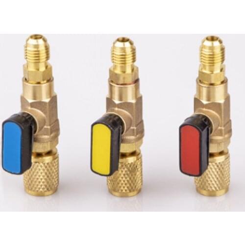 1pc R22 Refrigerant Straight Ball Valves AC Charging 1/4" Male to 1/4" Female SAE Valve