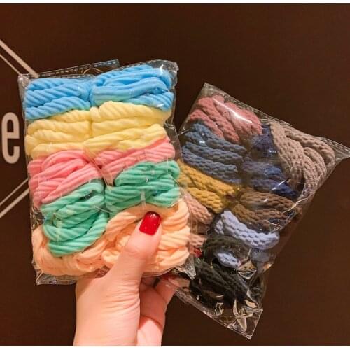 10/25/50Pcs Stripe Towel Elastic Hair Band Random color Rhombic lattice thread ripple Ponytail Holder Women Hair accessories
