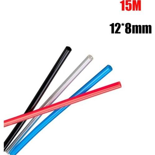 15 Meter 12*8mm Air Tubing Pneumatic Pipe Tube Hose PU Air Gas Pipe Hose Transparent Blue Red Black