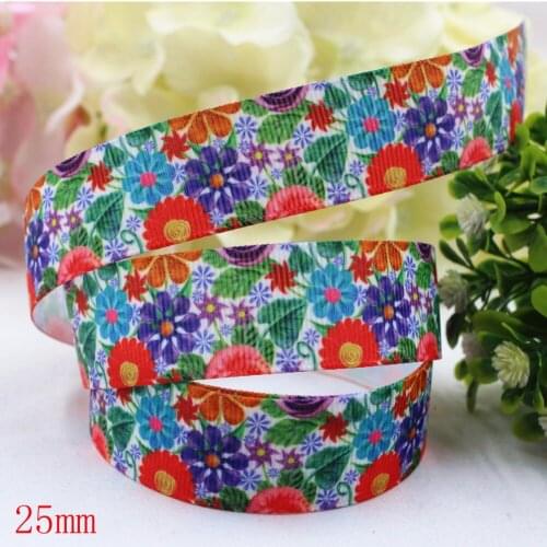 165433,(1")25mm 10yard/lot Flowers Ribbons Thermal transfer Printed grosgrain Wedding Accessories DIY handmade material