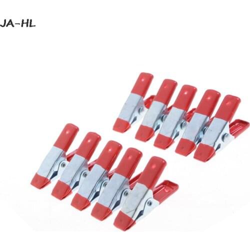 2" Mini Metal Heavy Duty Spring Clamps Crocodile Clip Red Plastic Tips Tool Clips Grip Holder 10pcs