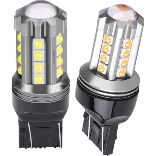 2PCS 2020 NEW T20 7443 W21/5W Super Bright LED Car Tail Brake Bulbs Auto Rear Parking Lamp Turn Signals Daytime Running Lights