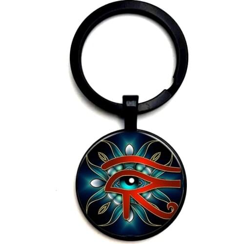 2020 Ancient Egyptian Horus Eye Keychain Classic Egypt Rune Evil Eye Art Printed Glass Cabochon Key Chain Amulet for Men Women