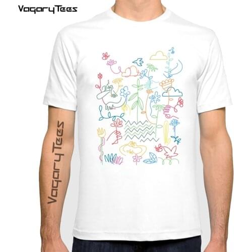 Vagarytees 2021 Little artists hand-painted illustration Fashion T-shirt simple art The garden print printing mens T-shirt