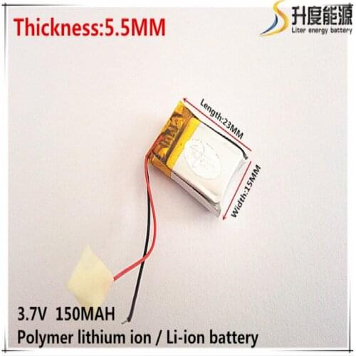 3.7V,150mAH,[551523] PLIB; polymer lithium ion / Li-ion battery for GPS,mp3,mp4,mp5,dvd,bluetooth,model toy