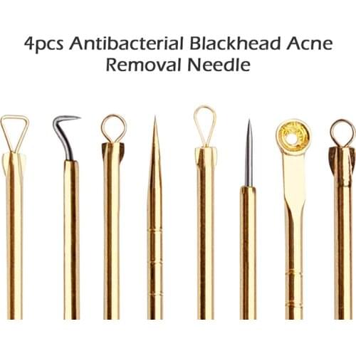4pcs Stainless Steel Acne Removal Needles Pimple Blackhead Remover Tools Pimple Needles With Box Facial Pore Cleaner Tool
