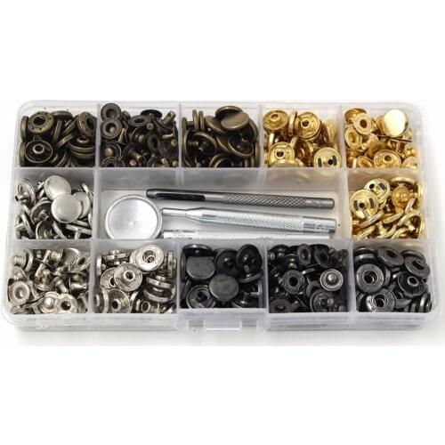 4Style 40-120Pcs/Pack Set Metal Snap Fastener Press Stud Buttons Leather Craft Snap Fasteners Snaps Button Press Studs with 633