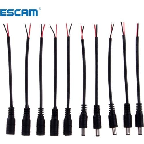 5Pcs DC LED Connectors with Lock Buckle, 15cm length cable,DC 5.5 x 2.1mm DC Male Female jack adapter for cctv camera