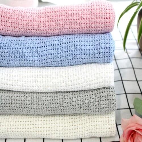 76X100cm super soft Cotton crochet hole thin summer wrap Baby knitted Blanket Toddler kids back seat cover baby deken crib cover