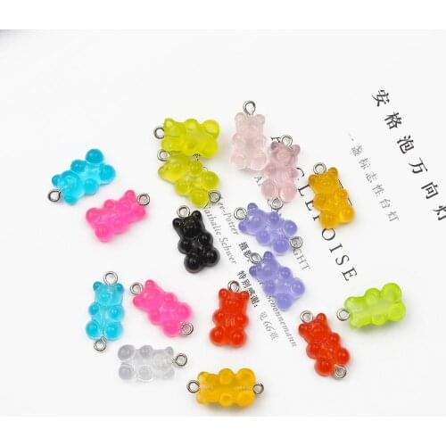 8-10Pcs Resin Candy Bear Pendant Charms Connectors for Necklace Bracelet Earrings Jewelry Making Diy Findings Christmas Gift