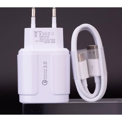18W QC 3.0 Fast USB Charger Adapter Type C Micro Charging Cable For Huawei P40 lite E P30 Pro Mate 20 10 9 Honor 9X 9A 7C 8 lite