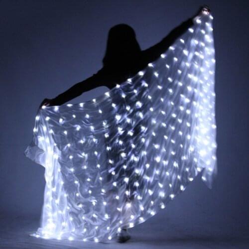 Shiny LED Dance Scarf Cape with two Sticks Light Up Dress Wrap Dance Wear Prop