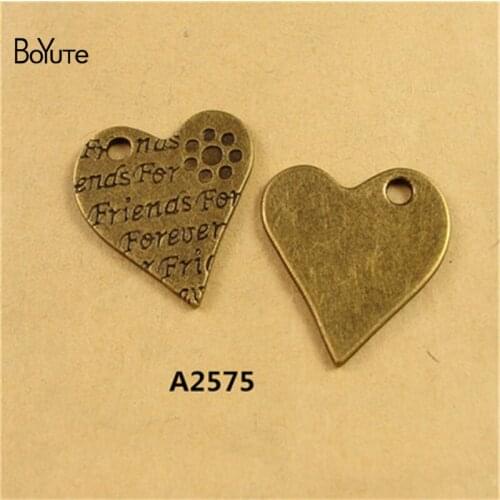 BoYuTe (40 Pieces/Lot) 24*27MM Zinc Alloy Word Charms Antique Bronze Plated Heart Pendant Charms for Jewelry Accessories Diy