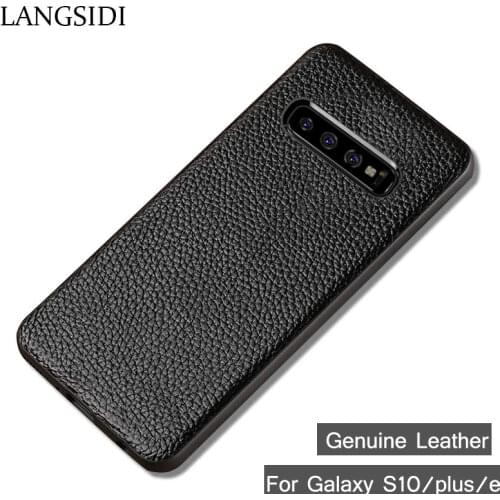 Genuine Leather Phone Case For Samsung Galaxy S8 S9 s10 Plus Case Litchi Texture Back Cover For S7 Edge A50 A70 A7 A8 2018 Case