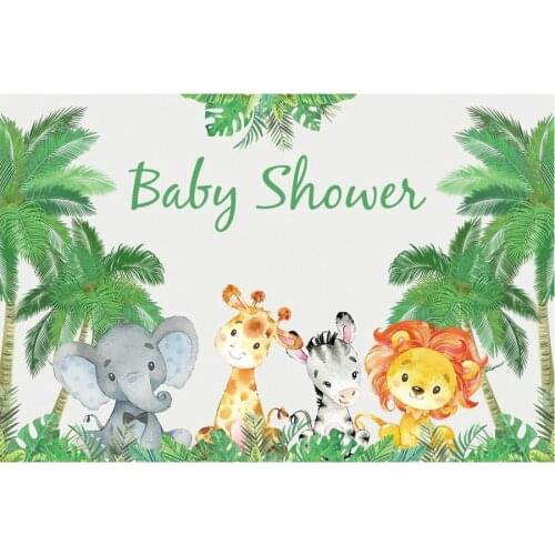 Wild One Animals Green Leaves Baby Shower Backdrop Holiday Photography Background Celebration Photo Booth Studio Decor