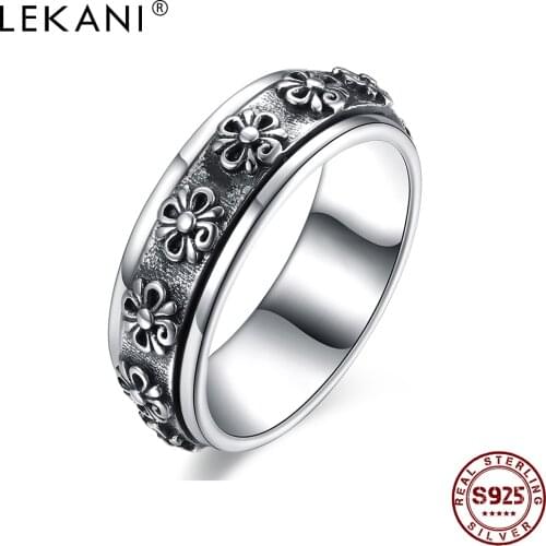 LEKANI 925 Sterling Silver Vintage Punk Style Rings For Men Unique Creative Ring For Boyfriend Birthday Party Gift New Arrival