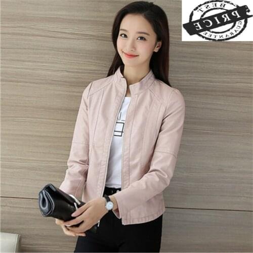 PU Leather Jacket Women 2021 Fashion Autumn Black Pink Coat Biker Jackets Spring Ladies Top Clothes Chaqueta Mujer LWLaa1