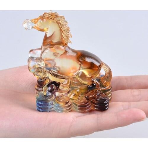 Liuli 12 Chinese Animal Zodiac Signs Horse Figurine Paperweight Beautiful Collectibles gifts