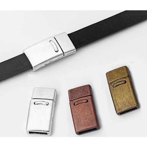 3sets Flat Tibetan Silver/Bronze/Copper Alloy magnetic clasps Fit 10*2mm Leather Bracelet Marking Jewelry Findings