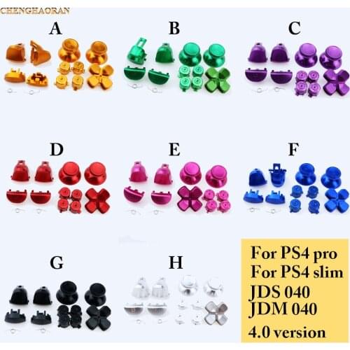 1set Metal Bullet Buttons thumbstick cap L1 R1 L2 R2 Dpad Aluminum Buttons for PS4 Slim Pro Controller Dualshock 4 JDM040 JDS040