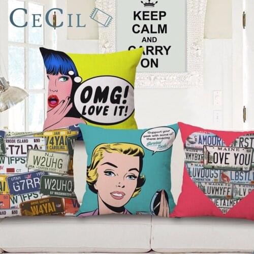 Cartoon Characters Cushion Cover Pattern Linen Decorative Travel Neck Pop Art Throw Pillow Cases Covers Car Seat Home Decor