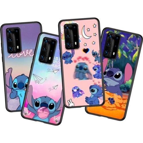Stitch Little Monster Soft TPU Silicone For Huawei P40 P30 P20 Pro P10 P9 P8 Lite RU E Mini Plus 2019 2017 Black Phone Case