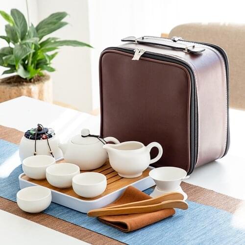 Portable Travel Teaware Sets Ceramics Handmade Chinese Simple Fine Bone Afternoon Teaware Sets Juegos De Te Home Kitchen DB60CJ