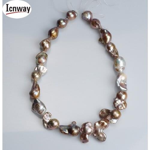 Natural AA pink reborn keshi drop Freshwater Pearl 16*12mm 15inches DIY necklace bracelet Wholesale icnway