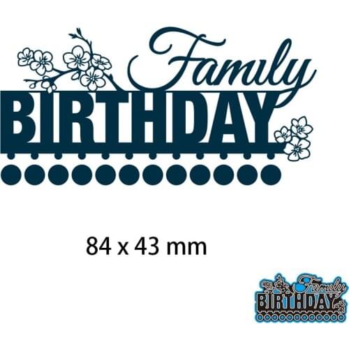 84*43mm Flower with Brithday New Metal Cutting Dies Scrapbooking DIY Album Paper Card Craft Embossing Stencil Decoration