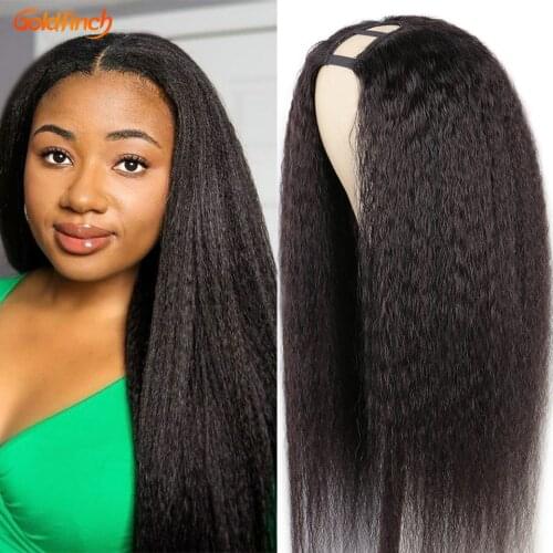 Kinky Straight U Part Wig 30 Inch 180 200 250 Density Yaki Straight U Part Wig Human Hair For Black Women Brazilian Glueless Wig