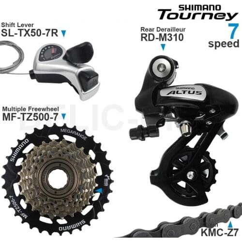 SHIMANO TOURNEY 3x6 3x7 Speed Groupset include TX50 Shifters M310 Rear Derailleur MF-TZ500 Cassette Sprocket KMC Z7 Chain