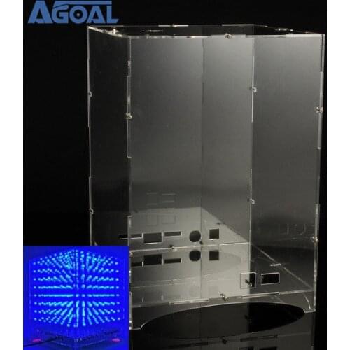 Transparent Acrylic Shell Box Case Cover Stand House For 8x8x8 LED Cube 3D Light Square Blue LED Electronic DIY Kit