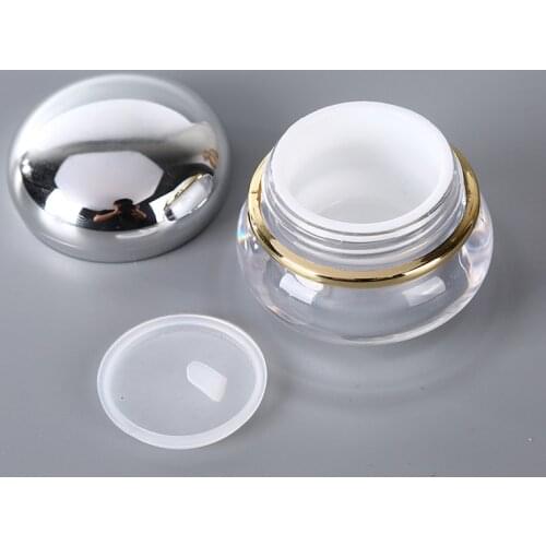 15g Empty Acrylic Cream Jars High-End Clear Base Makeup Foundation Lip Face Oil Eyeliner Gel Container Pot with Silver Lid 10pcs